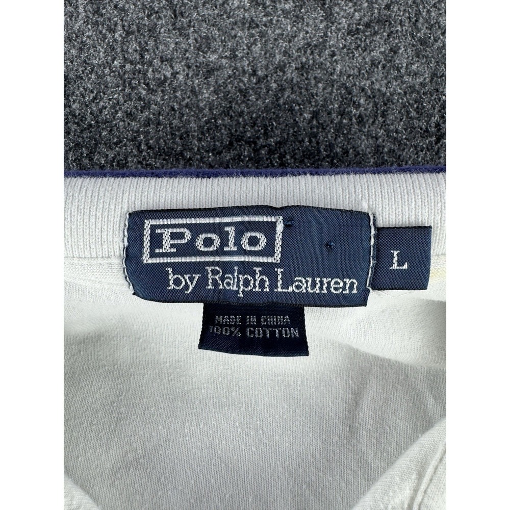 Vintage Polo Ralph Lauren Quarter Zip Terry Sweatshirt Mens L White - Picture 6 of 9